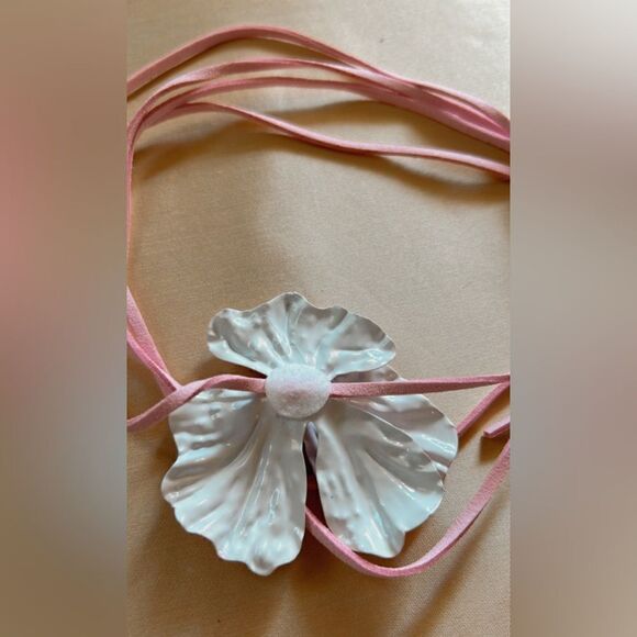 bohemian pink flower necklace A479 - Picture 5 of 5